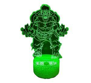 Lámpara ilusión 3D Hulk 7 Colores Led