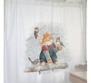 CORTINA DE BAÑO ALGODÓN GATO Y SUS AMIGOS