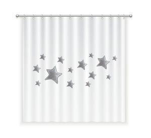CORTINA DE BAÑO ALGODÓN ESTRELLAS GRISES