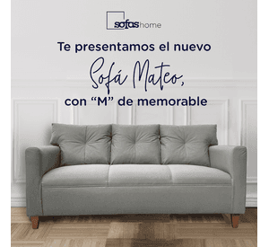 Sofá Mateo Chenille Gris Pata Madera 3C