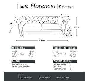 Sofá Florencia 2 Cuerpos Capitoné Cuero Colorado