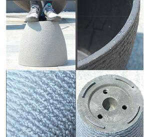 Maceta Redonda De Plástico Con Textura Diseño Rayas 50cm