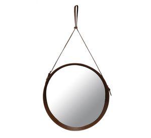 Espejo Colgante Circular Cuero Natural 54 cm