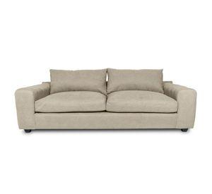 Sofá Briana Chenille Tipo Lino Beige 2 Cuerpos