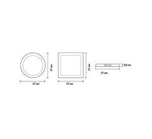 SOBREPUESTO LED CUADRADO DAUMER MARCO NEGRO 12W LUZ CALIDA