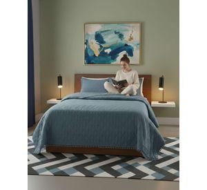 Cobertores de Verano-Primavera con Diseño de Pompon (2 plazas) azul