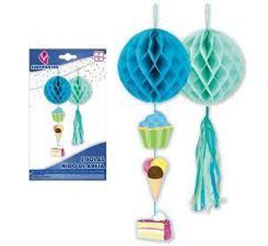 DECO COLGANTE PANAL CELESTE/AZUL 2PCS X1 UNI