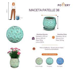 Maceta Patelle 38 Verde Musgo con plato