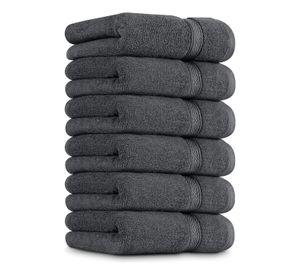 Juego De 8 Toallas De Mano 70x40 Cm Algodon 500g Baño Set Az Gris claro