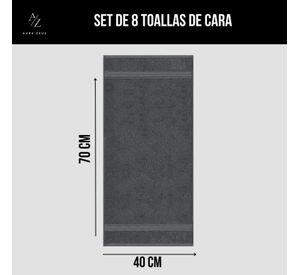 Juego De 8 Toallas De Mano 70x40 Cm Algodon 500g Baño Set Az Gris claro