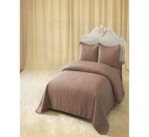 QUILT CUBRECAMA DE VERANO 1,5 PLAZAS CON POMPON COLOR MARRÓN