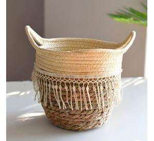 Canasto Macetero Yute Cesta Tejido Beige Hogar 20 X 20 Cm