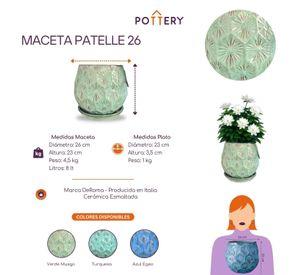 Maceta Patelle 26 Verde Musgo con plato