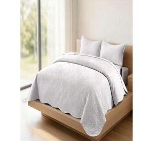 QUILT CUBRECAMA DE VERANO 2 PLAZAS CON RELIEVE COLOR BLANCO