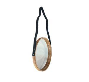 Espejo Redondo Colgante Con Cuero Sintetico 40cm M