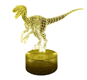 Lámpara ilusión 3D Dinosaurio Velociraptor 7 Colores Led