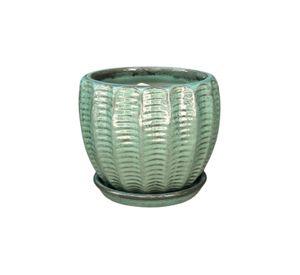 Maceta Hosse 27 Verde Costa con plato