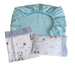 Set Para Colecho Bebé 3 Piezas Tiernos Ositos Panda Verde