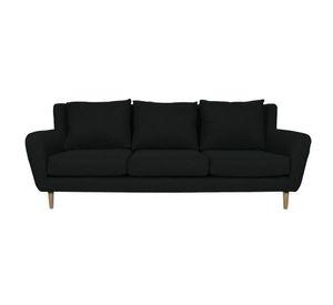 Sofá Lenora Felpa Negro 3 Cuerpos