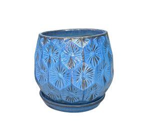 Maceta Patelle 38 Azul Egeo con plato
