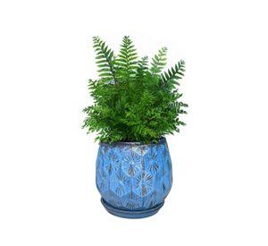 Maceta Patelle 38 Azul Egeo con plato