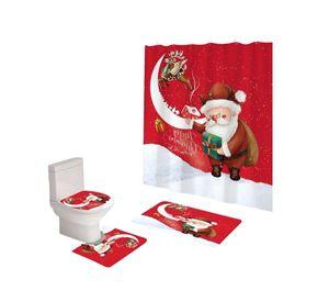 PACK 4 PIEZAS CORTINA DE BAÑO Y ALFOMBRAS DISEÑO NAVIDEÑO TF04