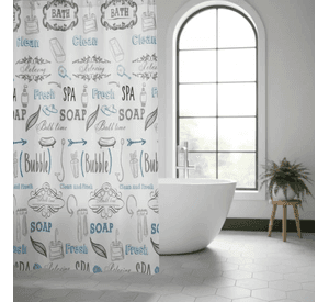 Cortina De Ducha De Peva Con Estampado De Letras