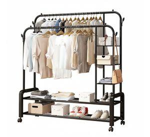 PERCHERO ORGANIZADOR COLGANTE DE ROPA DOBLE BARRA CON ESTANTE WYM