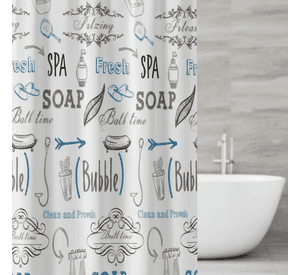 Cortina De Ducha De Peva Con Estampado De Letras