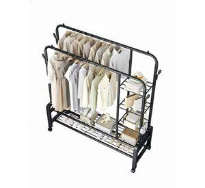 PERCHERO ORGANIZADOR COLGANTE DE ROPA DOBLE BARRA CON ESTANTE WYM
