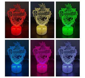 Lámpara ilusión 3D De Casas De Harry Potter 7 Colores Led Integrados