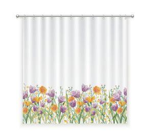 CORTINA DE BAÑO ALGODÓN JARDÍN DE FLORES TULIPÁN LILA