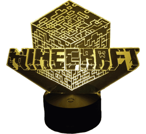 Lámpara ilusión 3D De Cubo Minecraft 7 Colores Led