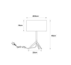 LAMPARA DE MESA TONDO NEGRO Ø30-1xE27