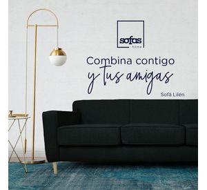 Sofá Lilen Felpa Negro 3 Cuerpos