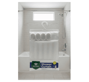 Cortina de Ducha Blanca 100% Poliéster con Tratamiento Impermeable - Incluye Ganchos