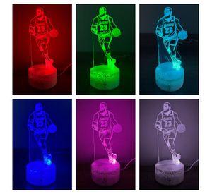 Lámpara ilusión 3D De LeBron James 7 Colores Led Basquet