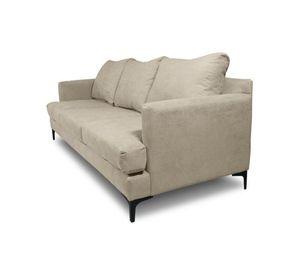 Sofá Aldara Chenille Tipo Lino Beige 3 Cuerpos