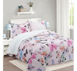 Cubrecama Quilt Sherpa 1.5 - Varios Modelos W.m G Coral Claro Mariposas