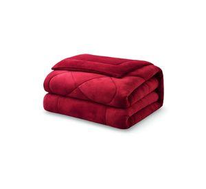 Cubrecama plush con chiporro Acolchado liso 2 plazas burdeo