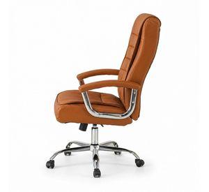 Silla Ejecutiva Magnus Café con Respaldo Alto Acolchado, Ruedas y Base Cromada para Oficina