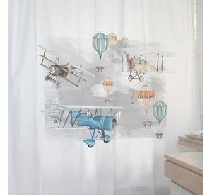 CORTINA DE BAÑO ALGODÓN AVIONES Y GLOBOS