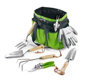 JUEGO DE HERRAMIENTAS JARDIN 7 PIEZAS BOLSO VERDE