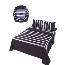 SET DE SABANAS DISEÑO LINEAS 2 PLAZAS AZUL OSCURO