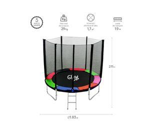 Cama Elástica 6ft 183mt soporta 160kg Malla Glowup Escalera