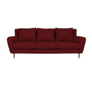 Sofá Lenora Chenille Tipo Lino Rojo 3 Cuerpos