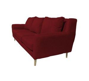 Sofá Lenora Chenille Tipo Lino Rojo 3 Cuerpos