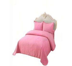 CUBRECAMA QUILT DE VERANO 2 PLAZAS CON POMPON COLOR ROSADO