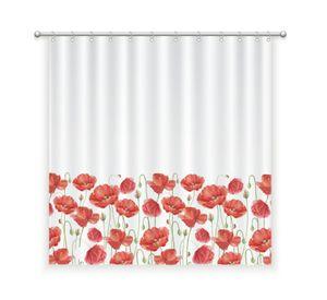 CORTINA DE BAÑO ALGODÓN AMAPOLAS ROJAS