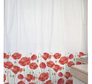 CORTINA DE BAÑO ALGODÓN AMAPOLAS ROJAS